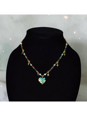 Celestial Star Statement Necklace Moon Heart Pendant Gold Charm Necklace Night